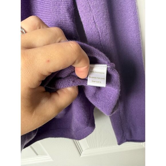 Garnet Hill Cashmere Small Purple Sweater Cardigan Ruffle Long Sleeve Soft Natur - Picture 3 of 6